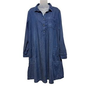 J. Jill Indigo Blue Long Sleeve Denim Shirt Dress XL - SUPER SOFT 💙